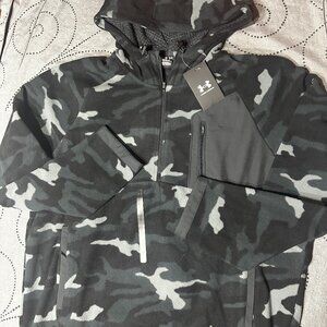 UNDER ARMOUR TECH COLDGEAR BLACKOUT CAMO 1/2 ZIP. HOODIE SIZE L M OR S MEN $110